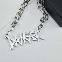 304 Stainless Steel 18K Gold Plated Hip-Hop Retro Polishing Letter Necklace main image 3
