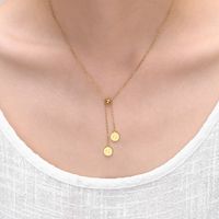 304 Stainless Steel 18K Gold Plated Simple Style Commute Plating Solid Color Layered Necklaces main image 1