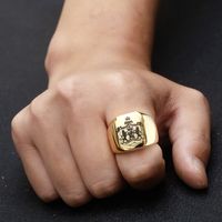 Simple Style Geometric 304 Stainless Steel Plating 18K Gold Plated Men's Wide Band Rings main image 4