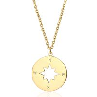 304 Stainless Steel 18K Gold Plated Modern Style Classic Style Plating Compass Pendant Necklace main image 4