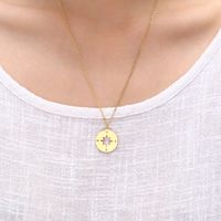 304 Stainless Steel 18K Gold Plated Modern Style Classic Style Plating Compass Pendant Necklace main image 2