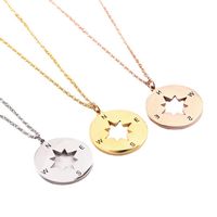 304 Stainless Steel 18K Gold Plated Modern Style Classic Style Plating Compass Pendant Necklace main image 3