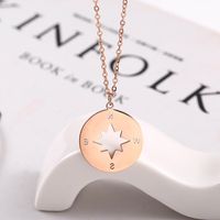 304 Stainless Steel 18K Gold Plated Modern Style Classic Style Plating Compass Pendant Necklace main image 1
