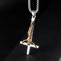 Retro Cross 304 Stainless Steel Plating 18K Gold Plated Men's Pendant Necklace main image 4