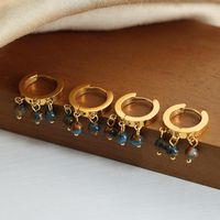 1 Pair Casual Elegant Simple Style Geometric Plating Agate Titanium Steel 18k Gold Plated Drop Earrings main image 6