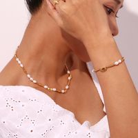 Vintage Style Simple Style Round Stainless Steel Plating 18k Gold Plated Bracelets Necklace main image 2