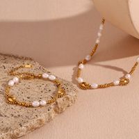 Vintage Style Simple Style Round Stainless Steel Plating 18k Gold Plated Bracelets Necklace main image 4