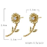 1 Pair Simple Style Flower Alloy Plating Inlay Rhinestones Women's Ear Studs main image 8