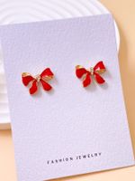 1 Pair Simple Style Classic Style Bow Knot Enamel Alloy Ear Studs main image 3
