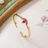 Simple Style Color Block Copper Plating Inlay Zircon 18k Gold Plated Open Rings sku image 3