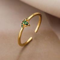 Simple Style Color Block Copper Plating Inlay Zircon 18k Gold Plated Open Rings sku image 3