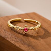 Simple Style Color Block Copper Plating Inlay Zircon 18k Gold Plated Open Rings main image 3