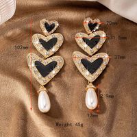 1 Pair Elegant Glam Heart Shape Plating Inlay Ferroalloy Rhinestones 14k Gold Plated Drop Earrings main image 6