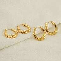 1 Piece Simple Style Classic Style Solid Color Polishing Plating Stainless Steel Titanium Steel Titanium Steel 18K Gold Plated Earrings main image 5