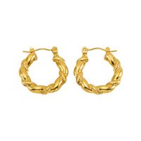 1 Piece Simple Style Classic Style Solid Color Polishing Plating Stainless Steel Titanium Steel Titanium Steel 18K Gold Plated Earrings main image 2