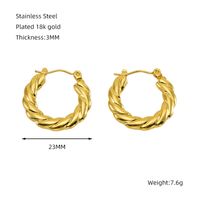 1 Piece Simple Style Classic Style Solid Color Polishing Plating Stainless Steel Titanium Steel Titanium Steel 18K Gold Plated Earrings main image 6