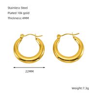 1 Piece Simple Style Classic Style Solid Color Polishing Plating Stainless Steel Titanium Steel Titanium Steel 18K Gold Plated Earrings sku image 1