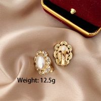 Wholesale Jewelry Classical Retro Sweet Oval Alloy Zircon Gold Plated Plating Inlay Ear Studs sku image 2