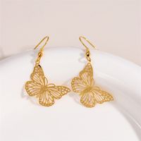 1 Pair Retro Simple Style Round Peacock Leaves Plating 201 Stainless Steel 18K Gold Plated Drop Earrings main image 2