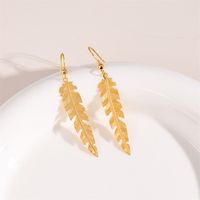 1 Pair Retro Simple Style Round Peacock Leaves Plating 201 Stainless Steel 18K Gold Plated Drop Earrings main image 10