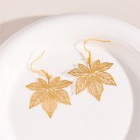 1 Pair Retro Simple Style Round Peacock Leaves Plating 201 Stainless Steel 18K Gold Plated Drop Earrings main image 5