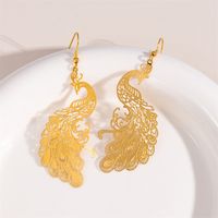 1 Pair Retro Simple Style Round Peacock Leaves Plating 201 Stainless Steel 18K Gold Plated Drop Earrings main image 6