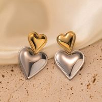 1 Piece Classic Style Commute Heart Shape Plating 304 Stainless Steel 18K Gold Plated Drop Earrings main image 5