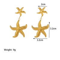 1 Pair Marine Style Pentagram Plating 304 Stainless Steel 18K Gold Plated Drop Earrings main image 3