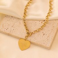 Edelstahl 304 18 Karat Vergoldet Einfacher Stil Polieren Überzug Herzform Halskette Mit Anhänger main image 5