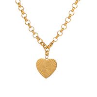Acero Inoxidable 304 Chapados en oro de 18k Estilo Simple Pulido Enchapado Forma De Corazón Collar Colgante main image 2