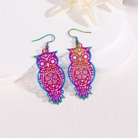 1 Pair Retro Simple Style Peacock Leaves Plating 201 Stainless Steel K Gold Plated Drop Earrings main image 3