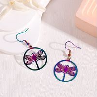 1 Pair Retro Simple Style Peacock Leaves Plating 201 Stainless Steel K Gold Plated Drop Earrings main image 5