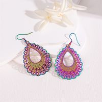 1 Pair Retro Simple Style Peacock Leaves Plating 201 Stainless Steel K Gold Plated Drop Earrings main image 2