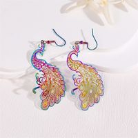 1 Pair Retro Simple Style Peacock Leaves Plating 201 Stainless Steel K Gold Plated Drop Earrings main image 8