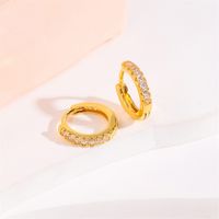 1 Pair Retro Simple Style Round Plating Inlay Copper Copper Alloy Brass Rhinestones 18K Gold Plated Earrings main image 1
