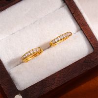 1 Pair Retro Simple Style Round Plating Inlay Copper Copper Alloy Brass Rhinestones 18K Gold Plated Earrings main image 5