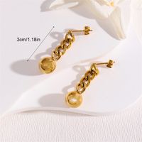 1 Pair Retro Simple Style Round Chain Plating 201 Stainless Steel 18K Gold Plated Drop Earrings main image 9