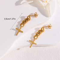 1 Pair Retro Simple Style Round Chain Plating 201 Stainless Steel 18K Gold Plated Drop Earrings main image 10