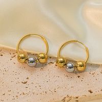 1 Pair Simple Style Geometric Solid Color Plating 304 Stainless Steel 18K Gold Plated Hoop Earrings main image 1