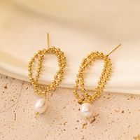 1 Pair Classic Style Solid Color Chain Plating 304 Stainless Steel Plastic 18K Gold Plated Drop Earrings main image 4