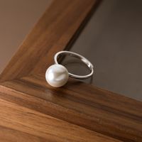 Simple Style Classic Style Commute Round Sterling Silver Plating Inlay Pearl Silver Plated Rings main image 3