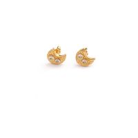 1 Pair Vintage Style Owl Plating Inlay Copper Zircon 18k Gold Plated Ear Studs main image 5