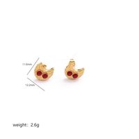 1 Pair Vintage Style Owl Plating Inlay Copper Zircon 18k Gold Plated Ear Studs sku image 3