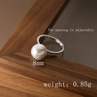 Simple Style Classic Style Commute Round Sterling Silver Plating Inlay Pearl Silver Plated Rings sku image 1