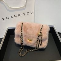 Women's Fur Solid Color Classic Style Square Lock Clasp Square Bag sku image 2