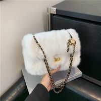 Women's Fur Solid Color Classic Style Square Lock Clasp Square Bag main image 10