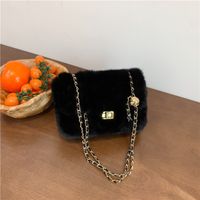Women's Fur Solid Color Classic Style Square Lock Clasp Square Bag main image 2