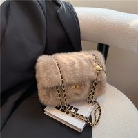 Women's Fur Solid Color Classic Style Square Lock Clasp Square Bag main image 6