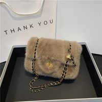 Women's Fur Solid Color Classic Style Square Lock Clasp Square Bag sku image 4