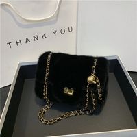 Women's Fur Solid Color Classic Style Square Lock Clasp Square Bag sku image 3